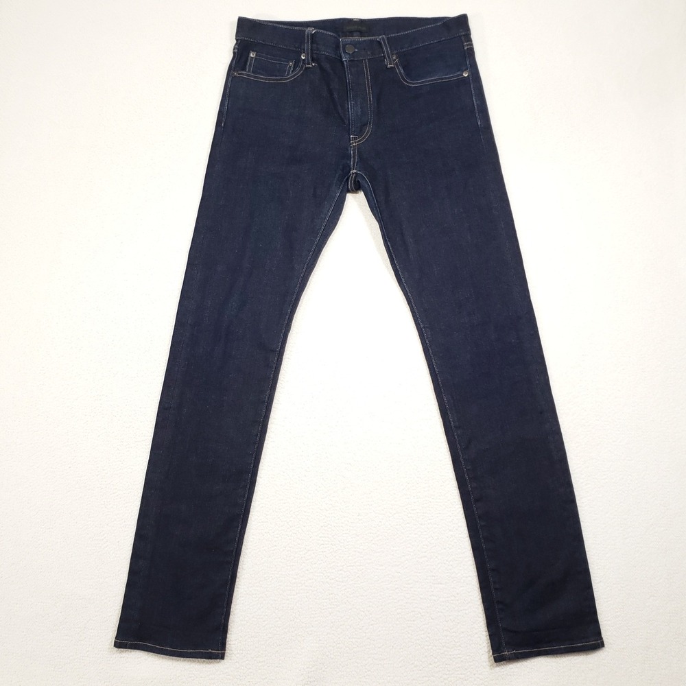 Uniqlo Selvedge Jeans Slim Fit Mens 32x34 Dark‎ Indigo Denim Stretch Pants